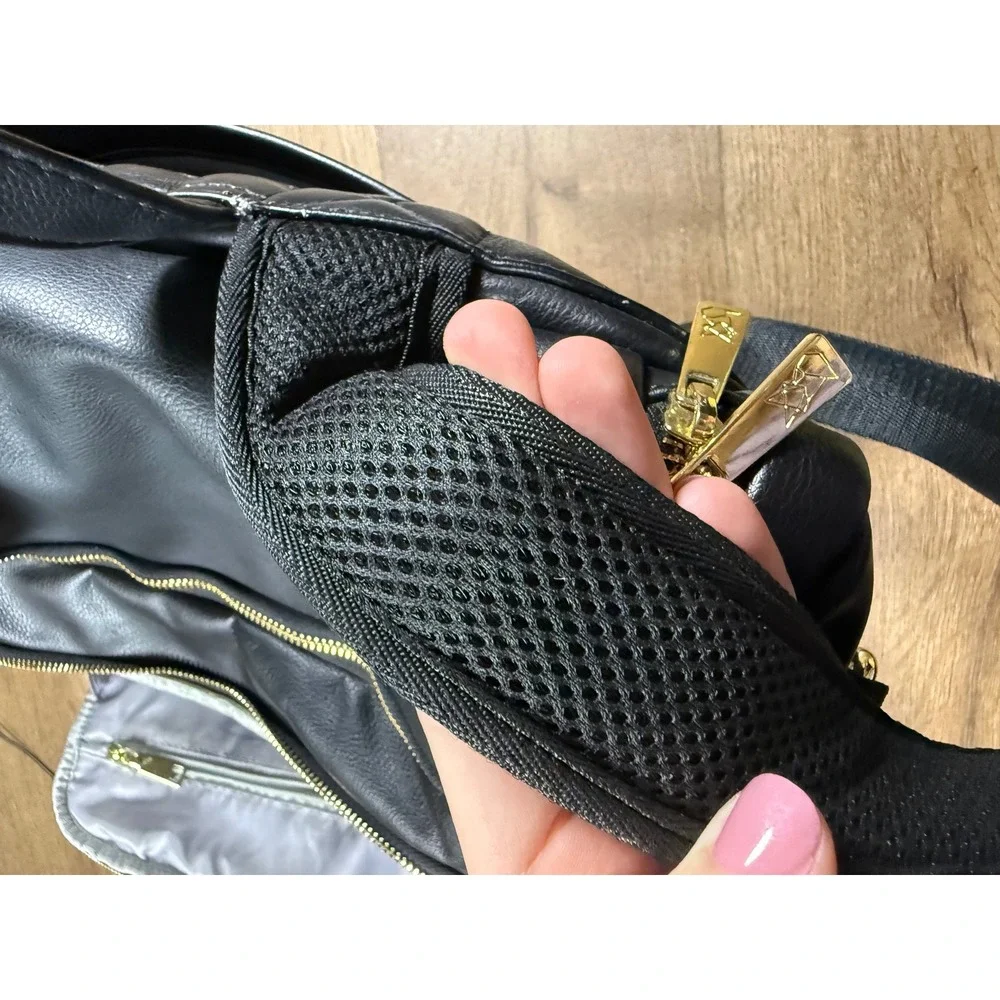 Greyfox Diaper Bag Backpack Black Vegan Leather Gold Hardware